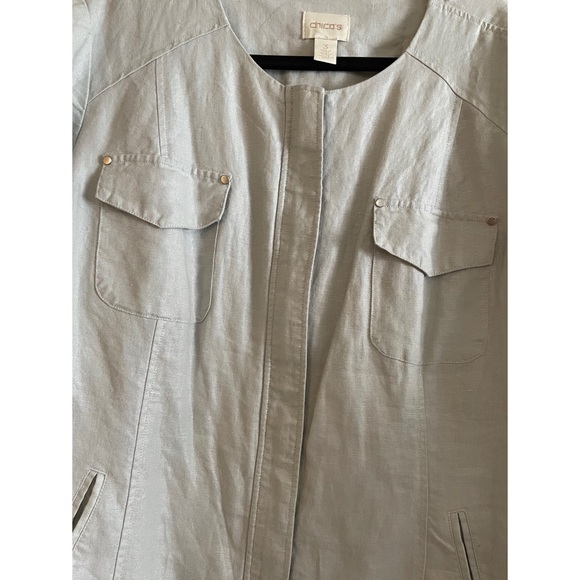 Chico's Foiled Linen Shine Jacket Size 3. - Picture 3 of 6